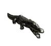 Statue Crocodile En Resine 120cm - Noir Patine Or