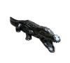 Statue Crocodile Resine 120cm - Noir Patine Argent