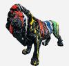 Statue Lion Resine H.70cm - Noir Multicolore