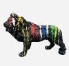 Statue Lion Resine H.70cm - Noir Multicolore