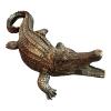 Statue Crocodile Resine 130cm - Platine Or