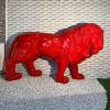 Statue Lion Xxl Resine H.120cm - Rouge