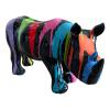 Statue Rhinoceros Resine 70cm - Noir Multicolore Pastel