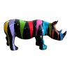 Statue Rhinoceros Resine 70cm - Noir Multicolore Pastel