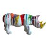 Statue Rhinoceros Resine 70cm - Blanc Multicolore Pastel