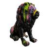 Statue Lion Assis En Resine H.70cm - Noir Multicolore