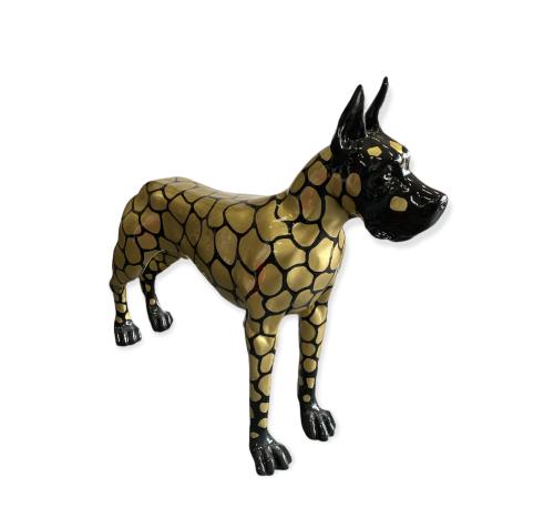 Statue Dog Allemand Résine 110cm Smarties Or