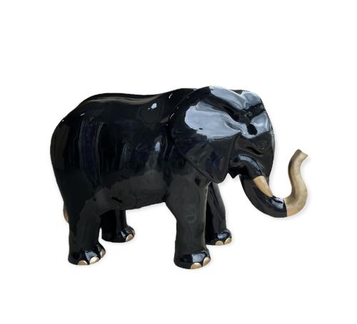 Statue Elephant En Resine H.60CM - Noir / Or