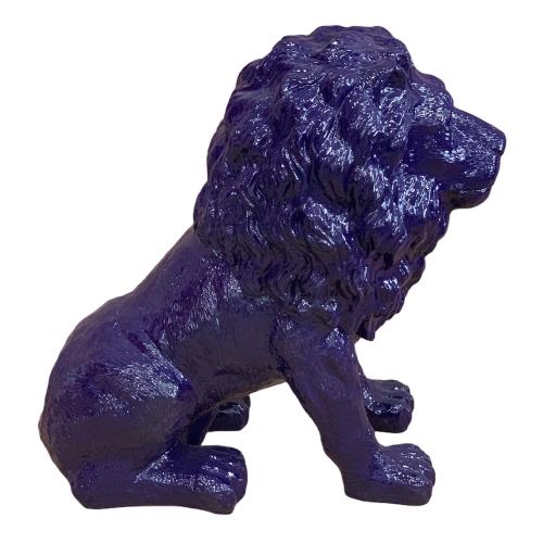 Statue Lion Resine H.70cm - Bleu Nuit