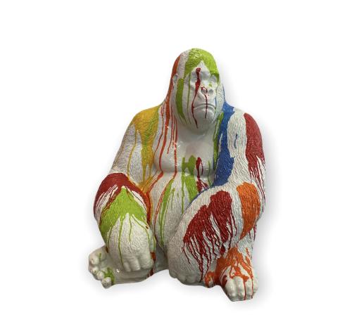 Statue Gorille Resine H.75cm - Blanc Multicolore