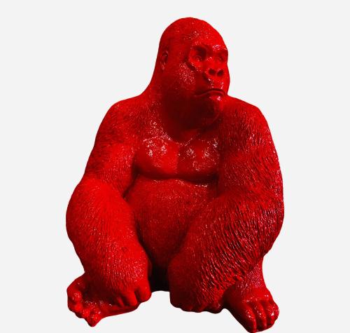 Statue Gorille Resine H.75cm - Rouge