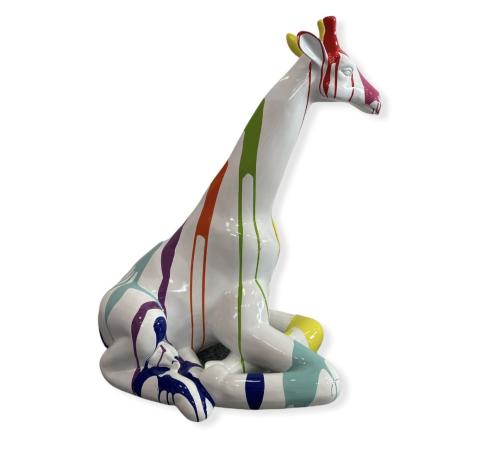 Statue Girafe Resine H.85cm - Blanc Multicolore