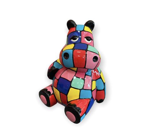 Statue Hippopotame Resine H.50cm - Smarties Multicolore