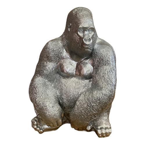 Statue Gorille Resine H.75cm - Argent