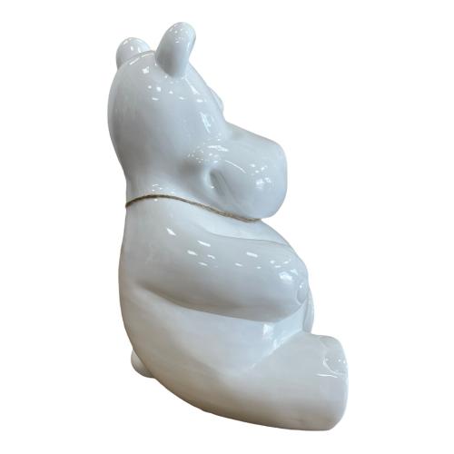 Statue Hippopotame Resine H.50cm - Blanc