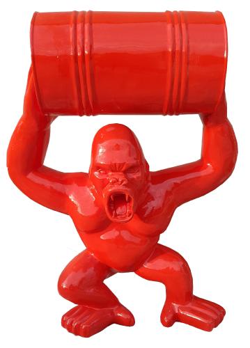 Statue Gorille Baril Resine H.95cm - Rouge