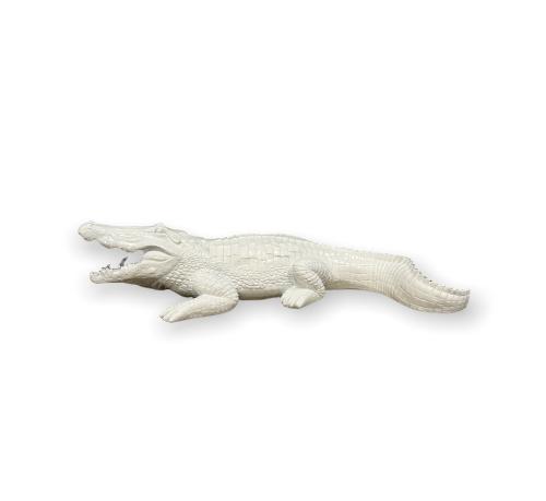Statue Crocodile Resine 50cm - Blanc