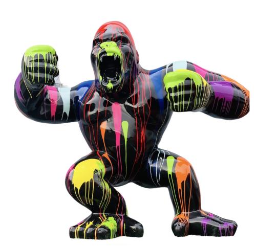 Statue Gorille Xxl Resine H.190cm - Noir Multicolore